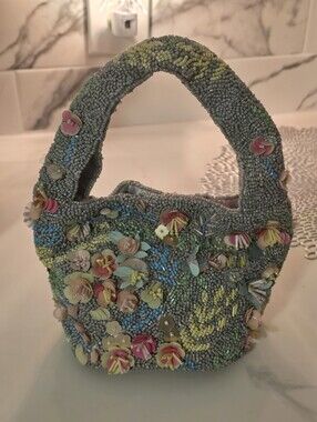 Beaded Floral Accent Mini Tote - Multicolor